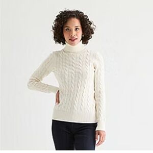 St. John's Bay Cream Knit Turtleneck Sweater